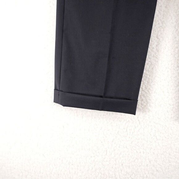 Brooks Brothers‎ 346 Stretch Blue Wool Pleated Cuffed Mid Rise Dress Pants 35/31 - Picture 2 of 7